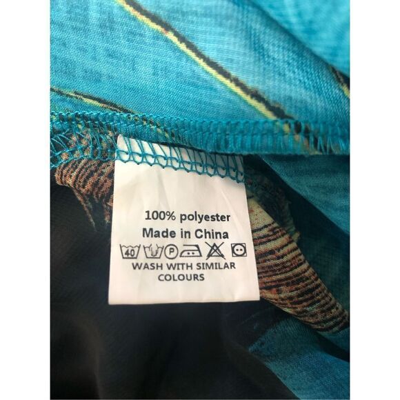 Gracila Women’s Blue Peacock Feather Design Long Tank SunDress Size 4X - Picture 6 of 8